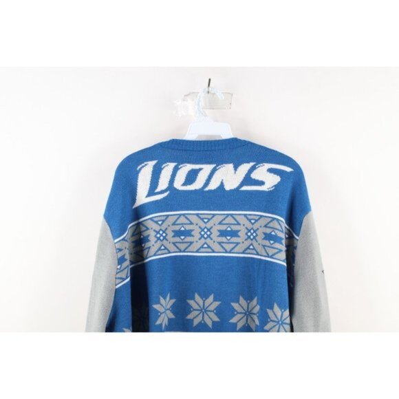 Vintage Mens 2XL XXL Distressed Detroit Lions Football Knit Christmas Sweater - Picture 10 of 11